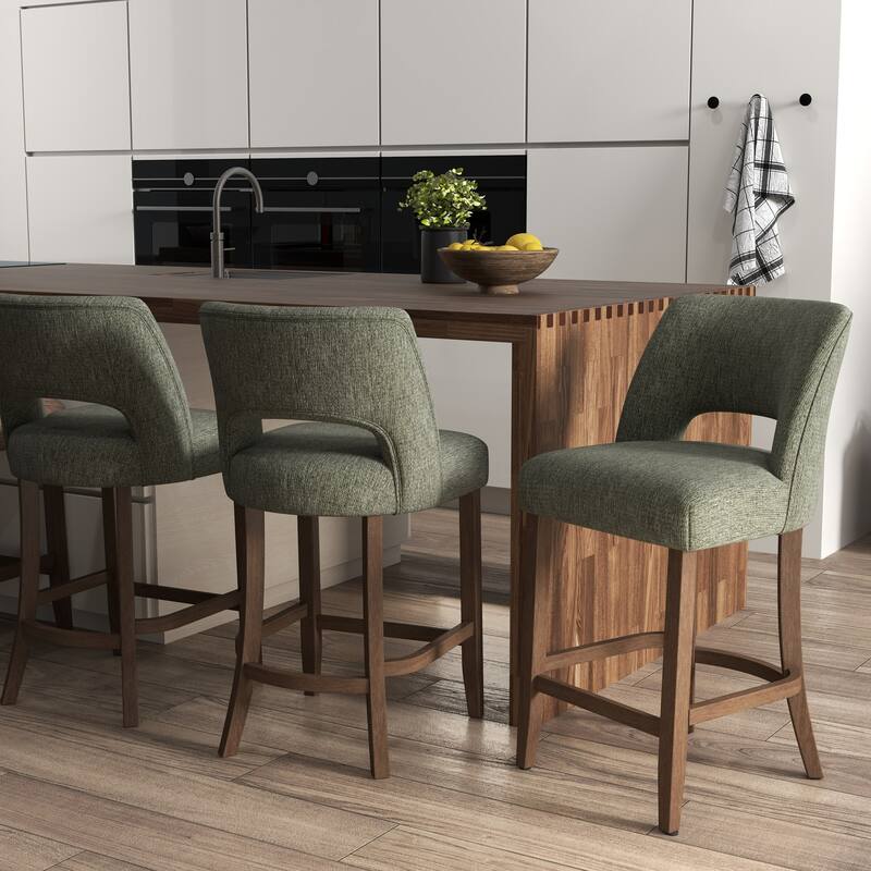 Set of 2/4/6,Upholstered Counter Height Bar Stools,Modern Counter Stools with Wood Legs for Kitchen Island Dining Room Bar
