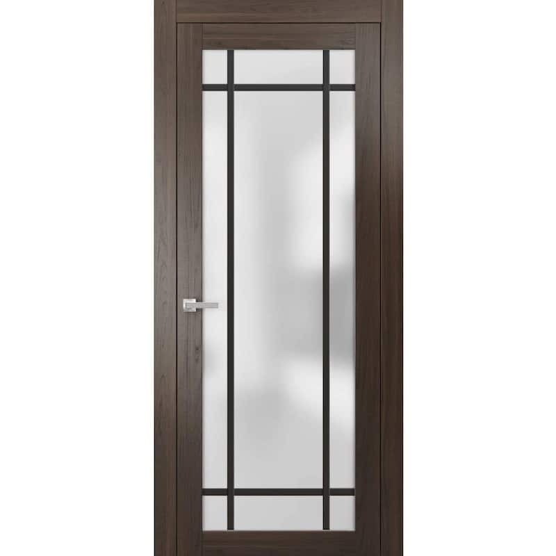 Solid French Door 18 x 80 Planum 2112 Chocolate Ash| Bathroom - Grey - 42" x 96"