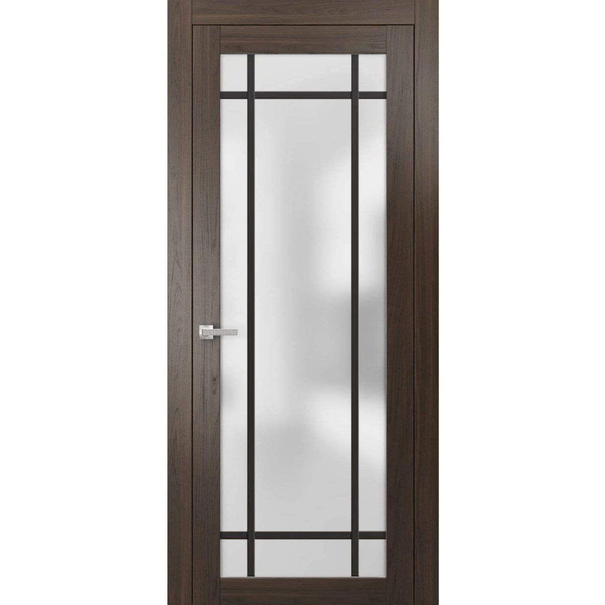 SartoDoors Planum 2112 | Interior French Doors French Door | Solid Wood | Hardware Set | 18x80, Chocolate Ash Bedroom Door