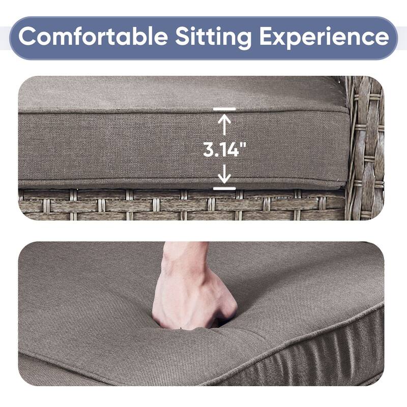 Gymojoy Outdoor Wicker Patio Furniture Loveseat Glider & Chair Set Weather-Resistant