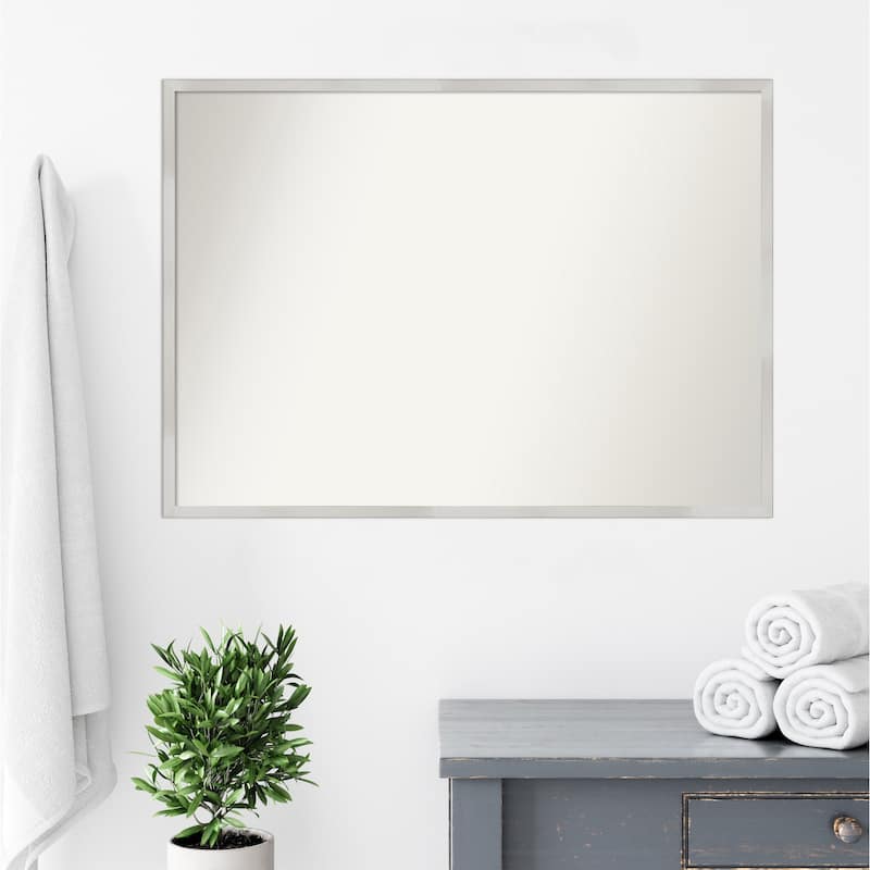 Non-Beveled Wood Bathroom Wall Mirror - Svelte Silver Frame