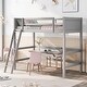 preview thumbnail 1 of 10, Twin Size Loft Bed with Ladder, Solid Wood, Grey Grey