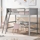 preview thumbnail 14 of 36, Twin Size Solid Wood Loft Bed with Ladder and Fence for Bedroom, Boys and Girls Gray