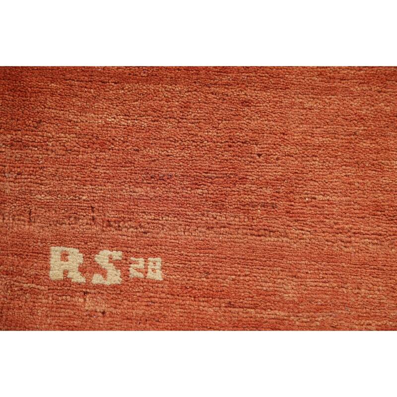 Orange Gabbeh Oriental Foyer Rug Handmade Wool Carpet - 3'4"x 4'10"