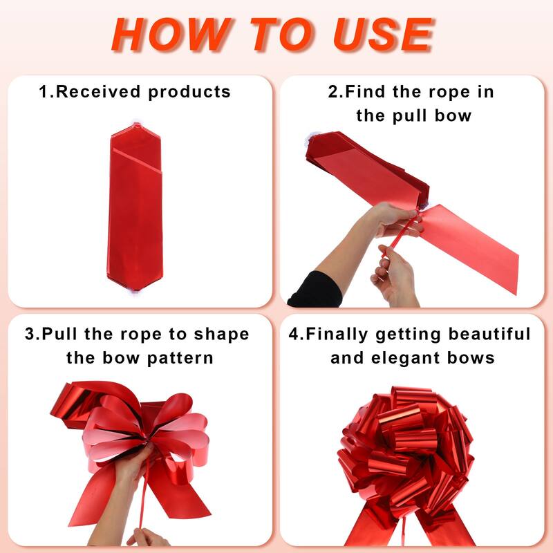 5pcs 6 Inch Large Big Pull Bow Gift Wrapping Ribbon for Car Presents
