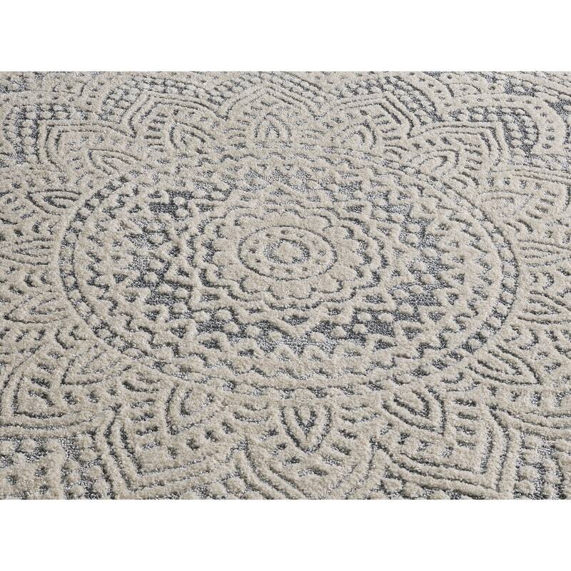 Venice Collection Gray Medallion Style Area Rug