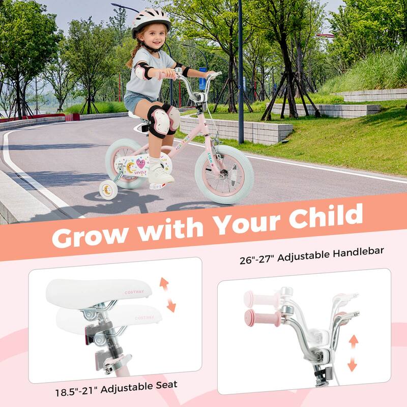 Costway 12/14/16/18 Inch Kids Bike for Girls Boys Age 3-8 Years with - See Details