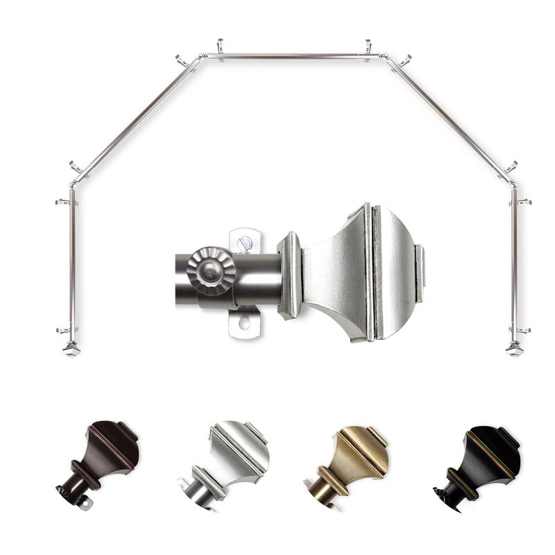 Medieval Curtain Rod - 5-Sided Bay Window Rod, Black Corner Drapery Hardware - M