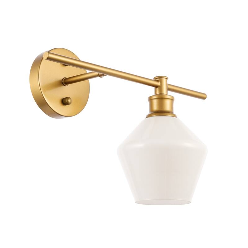 Gerald 1-Light Glass Right Wall sconce - 14.7/10.2 - 14.7/10.2