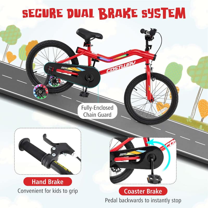 Costway 18" LED Lighted Kids Bike with Adjustable Seat Coaster Brake - See Details