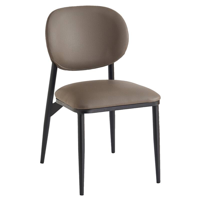 Modern Faux Leather and Metal Dining Chair, Set of 4 - Stone