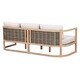 preview thumbnail 4 of 9, Christopher Knight Home - Mid-Century Acacia Wood Outdoor 3-Seater Patio Sofa with Woven Wicker Back & Water-Resistant Cushions