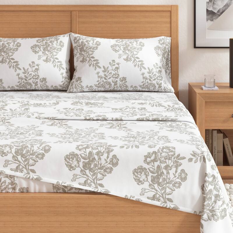 Linery & Co. Turkish Cotton Double-Brushed Printed Flannel Bed Sheet Set