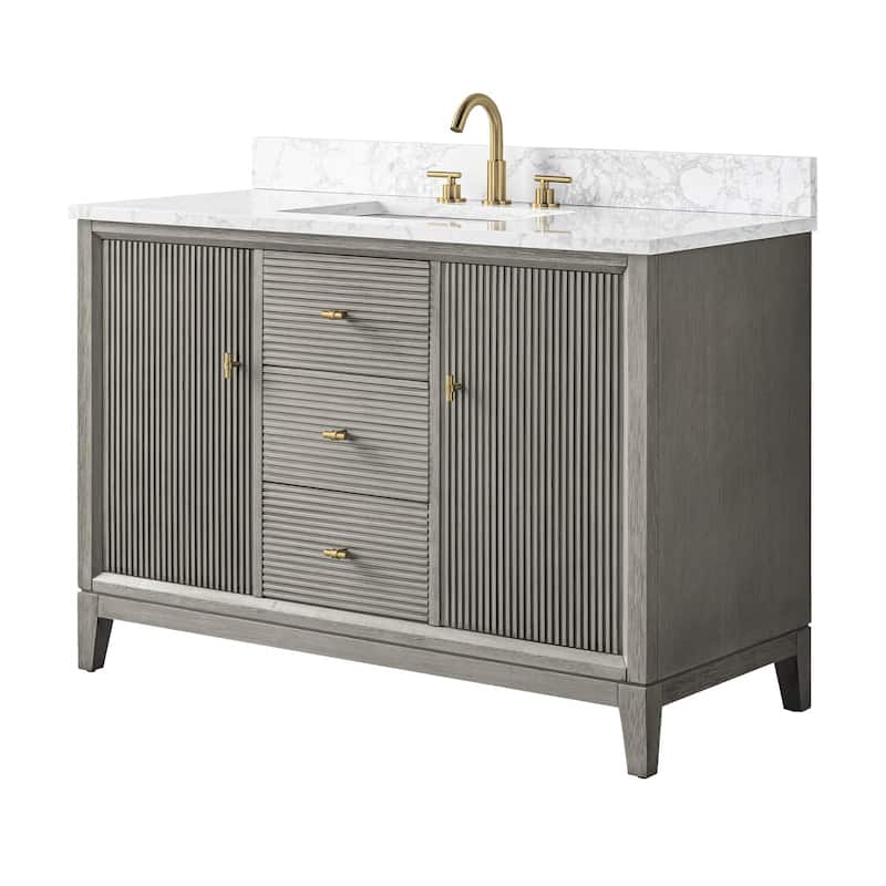 Vanity Art 48" Freestanding Bathroom Vanity with Engineered Marble Top and Sink