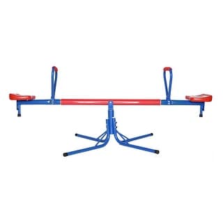 Extendable Outdoor Red and Blue Metal Rotating Seesaw