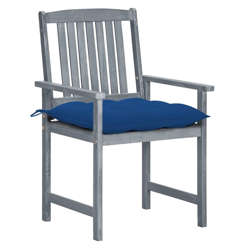 vidaXL Patio Chairs Outdoor Dining Chair with Cushions Gray Solid Wood Acacia