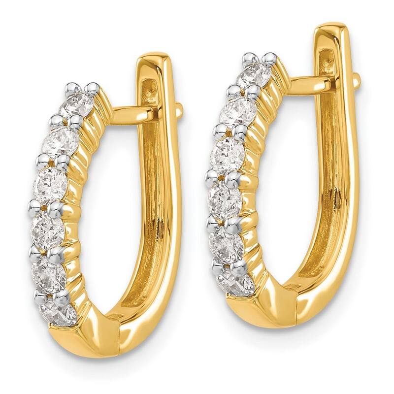 Curata 14k Diamond Hinged Hoop Earrings - 19x16mm Wide 2mm Thick