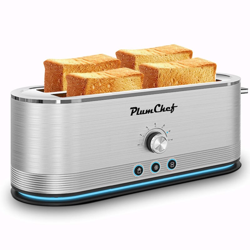 4-Slice Toaster, 7 Browning Settings, Defrost/Reheat Functions, Full Stainless Steel Housing, Anti-Fingerprint & Anti-Jam