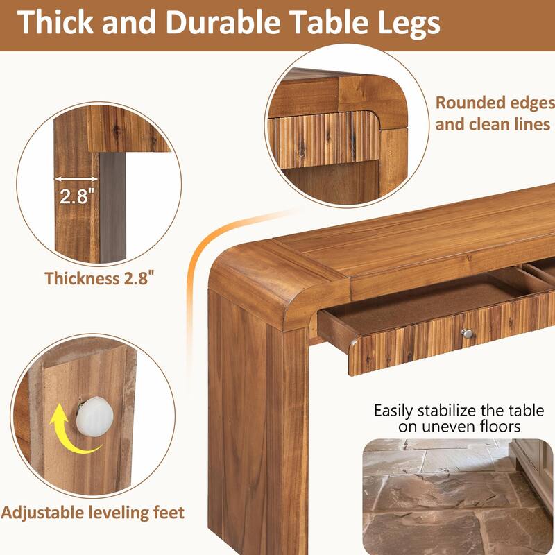 Console Table with Fluted Drawer & Thick Legs