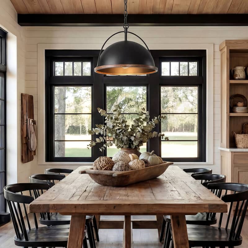 13" Metal Pendant, 1-Light Industrial Pendant Lights With Adjustable Height