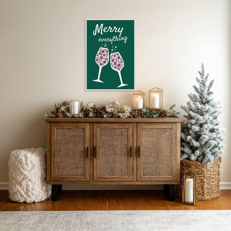 Merry Everything by Emeliemaria (23 x 33 in.), Framed Canvas Wall Art Print - Sylvie Beaded White