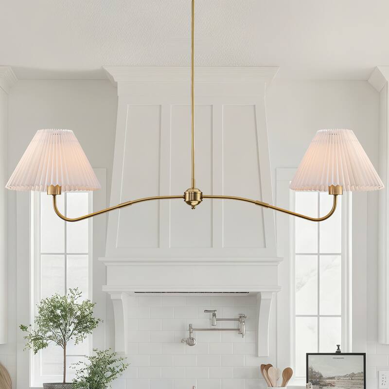 2-Light Linear Pleated Fabric Pendant Light