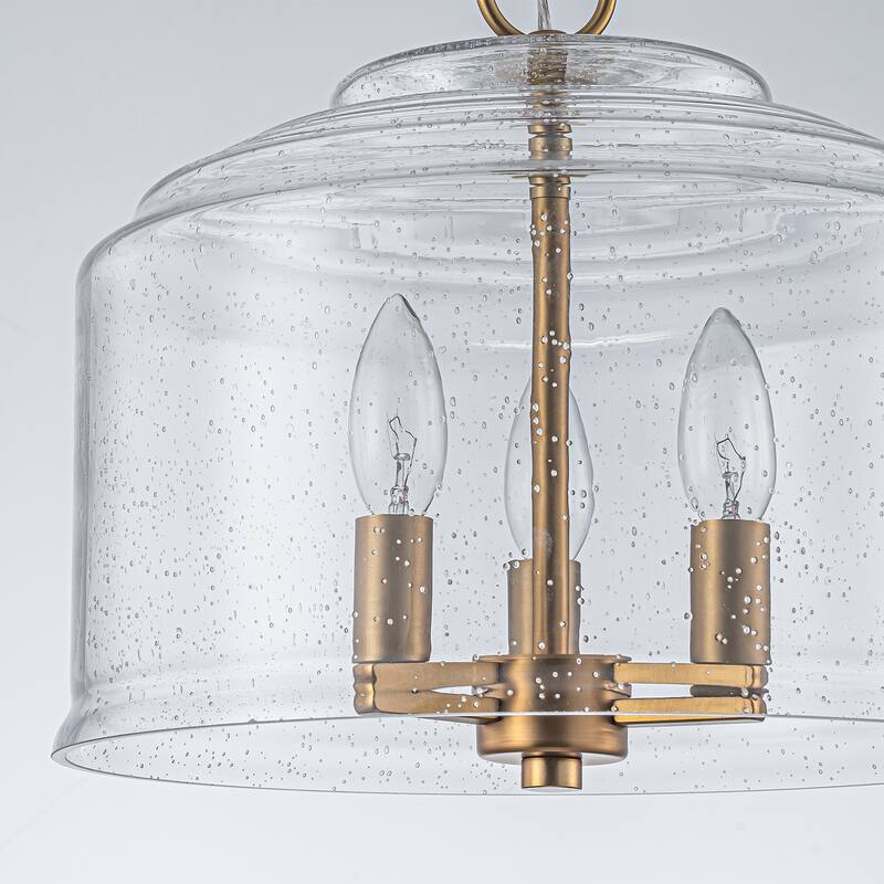 Modern Industrial 3-Light Clear Glass Drum Pendant Light