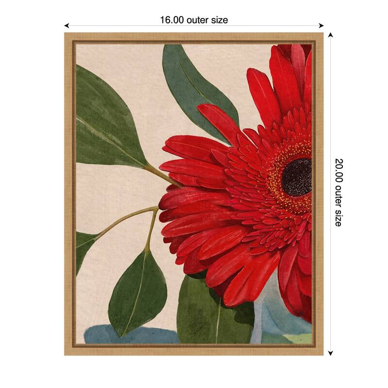 Red Gerbera Daisy Detail No. 2 by Katie Oshea (16 x 20 in.), Framed Canvas Wall Art Print