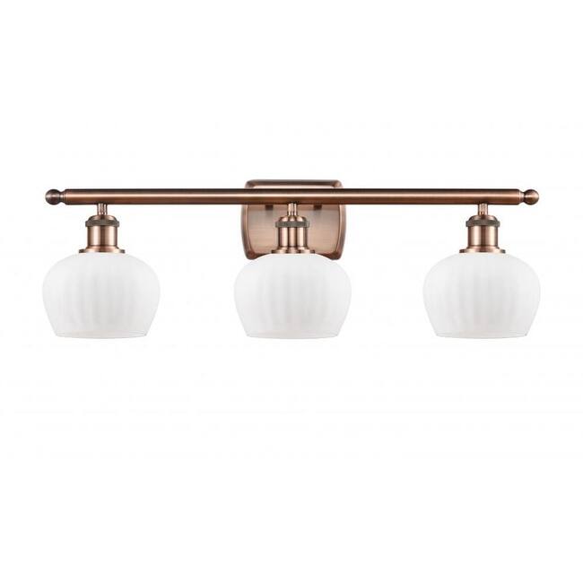 Innovations Lighting Fenton 3 Light 26" Wide Bathroom Vanity Light - Antique Copper / Matte White