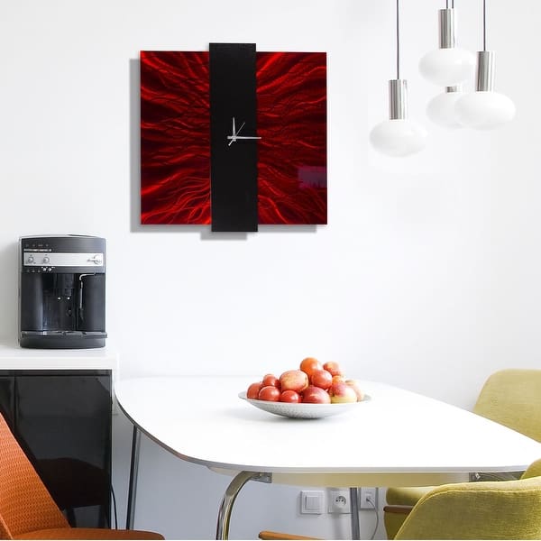 slide 2 of 7, Statements2000 Metal Wall Clock Art Modern Red Black Decor Accent by Jon Allen - Lavish Mechanism - 24" x 24"