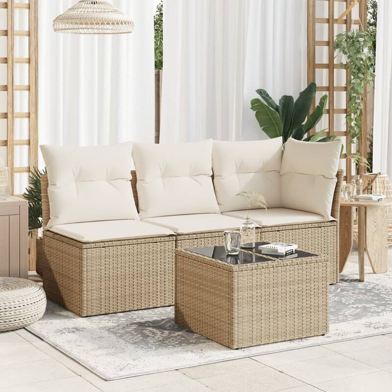vidaXL Patio Table Outdoor Garden Firniture Side Tea Coffee Table Poly Rattan - 21.7 x 21.7 x 14.6 in