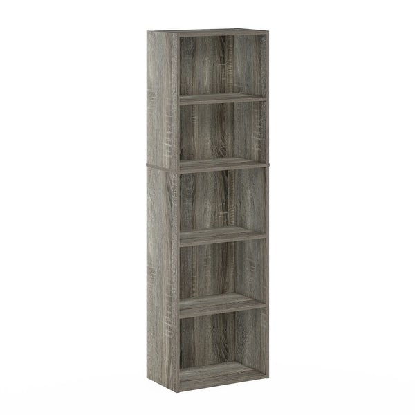 52 in. Tall French Oak Gray Wood 5-Shelf Bookcase - Bed Bath & Beyond ...