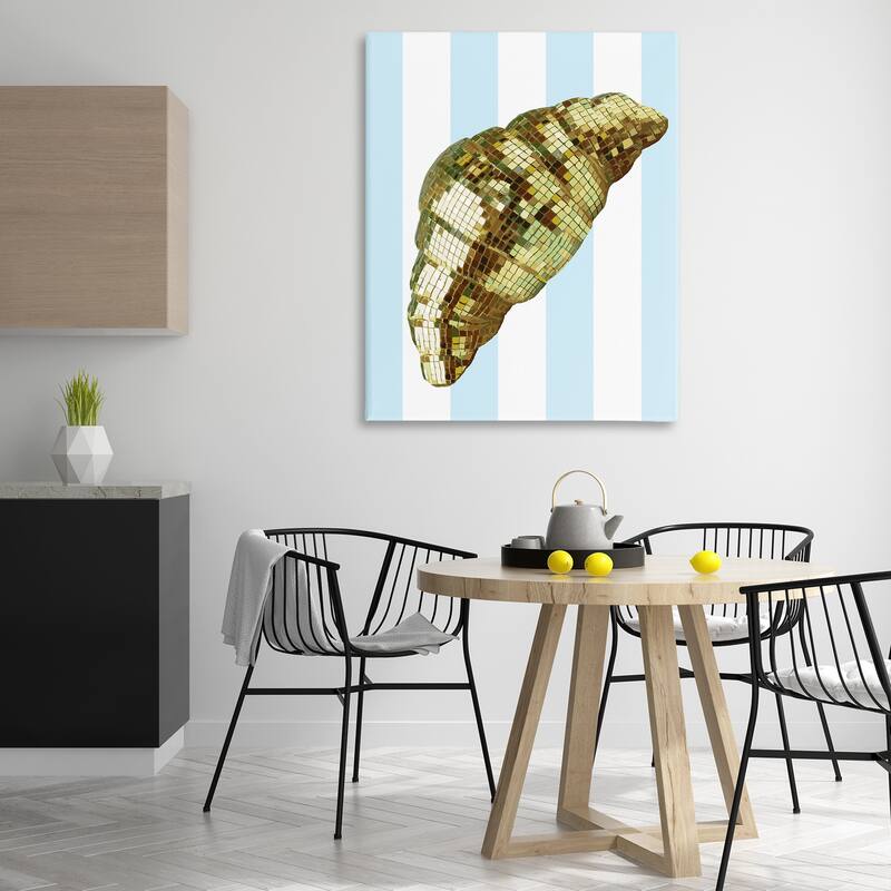 Stupell Disco Croissant & Blue Stripes Canvas Wall Art Design By Lil' Rue