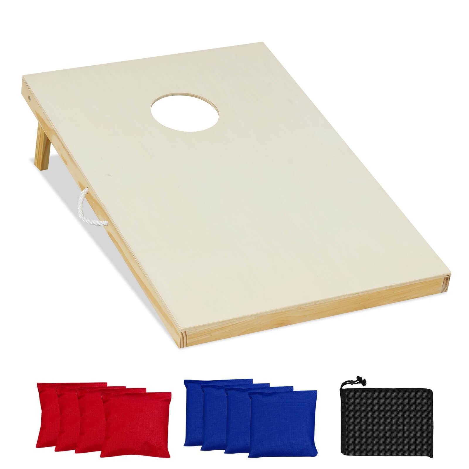 Backyard Champs 2' X 3' Bean Bag Toss Cornhole Game Set, 2 Solid Wood Boards 8 Official Size Stick And Slide Bean Bags