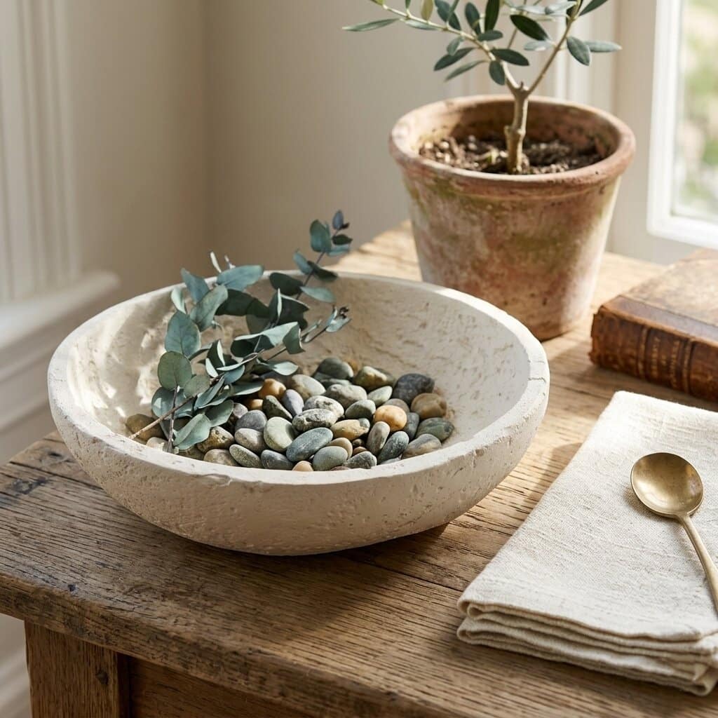 Avice Beige Stone Style MGO Decorative Bowl - Large