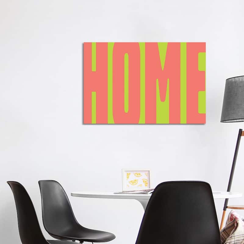 iCanvas "Home Green Fluo" by Mambo Art Studio Canvas Print - 26x40x1.5