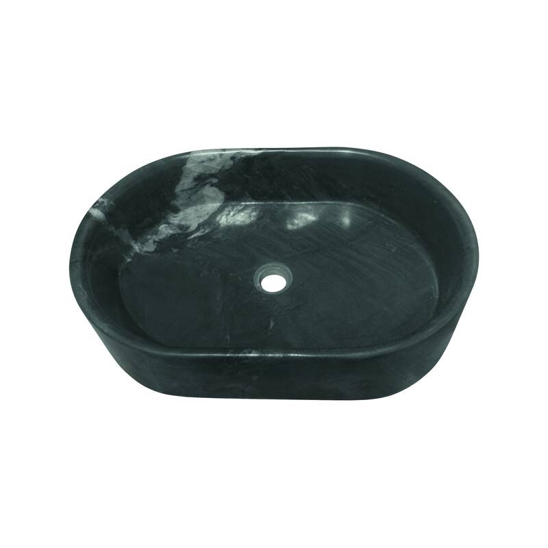Roomfitters Marble Bathroom Vessel Sink, Natural Stone Countertop Wash Basin, Polished Oval Vanity Sink