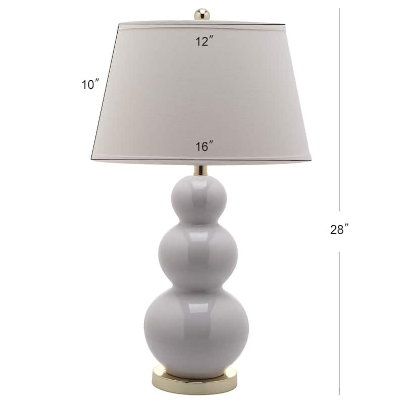 SAFAVIEH Lighting 27-inch Amy Triple Gourd White Table Lamp (Set of 2) - 16"x16"x28"
