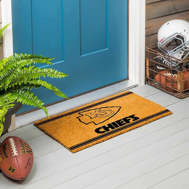 Kansas City Chiefs Monochrome Indoor/Outdoor Coir Door Mat - 28" x 16"