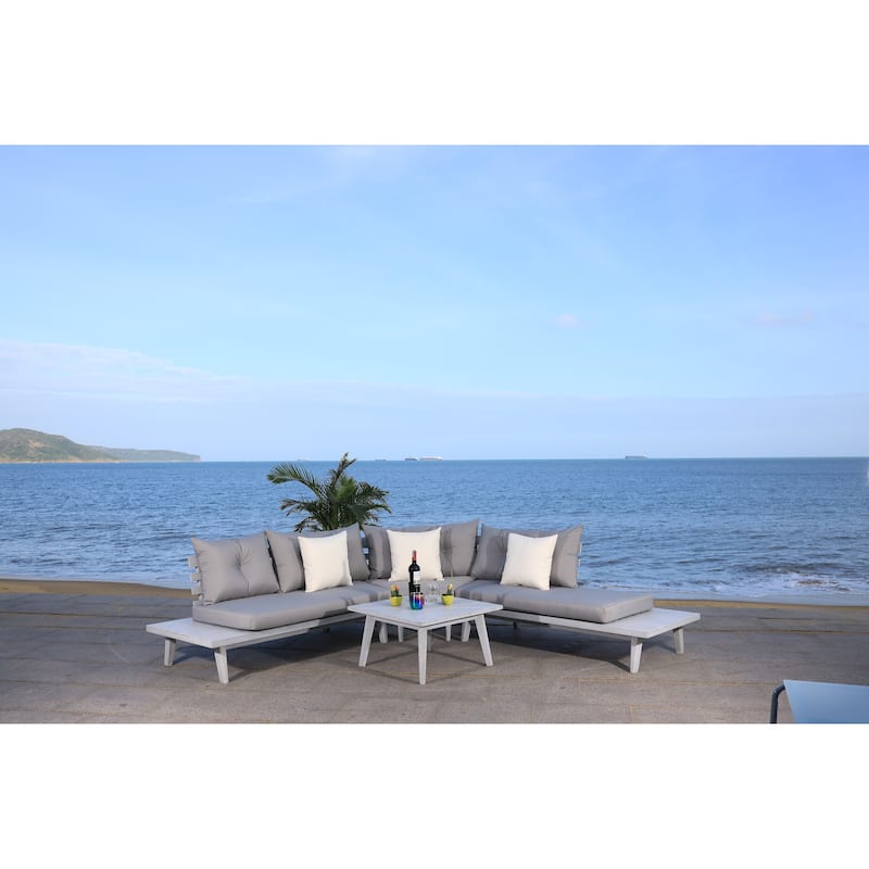 SAFAVIEH Outdoor Giancarla 4-Piece Sectional Sofa Set - 71W x 27D x 29H