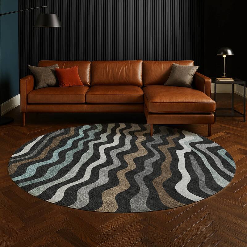 Machine Washable Indoor/ Outdoor Modern Eureka Chantille Rug