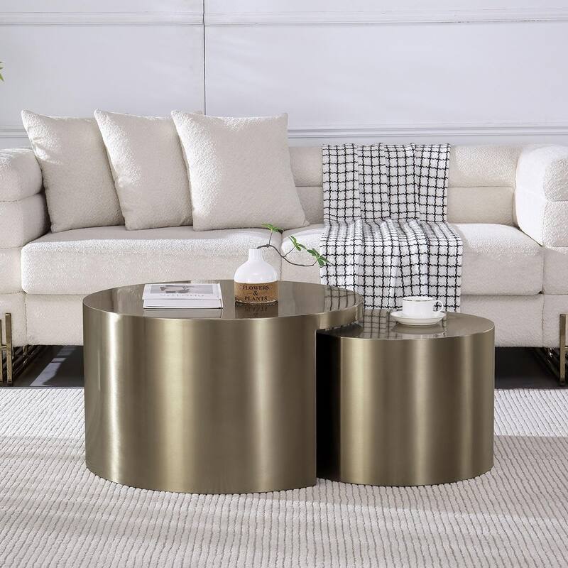 Round Nesting Coffee Table for Living Room Guest Hall Reception Room
