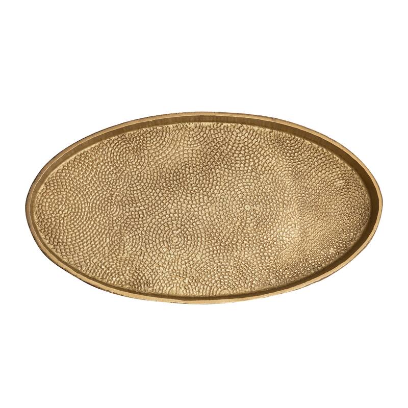 Elk Home Oval Pebble Antique Brass Metal 24 Inch Wide Tray