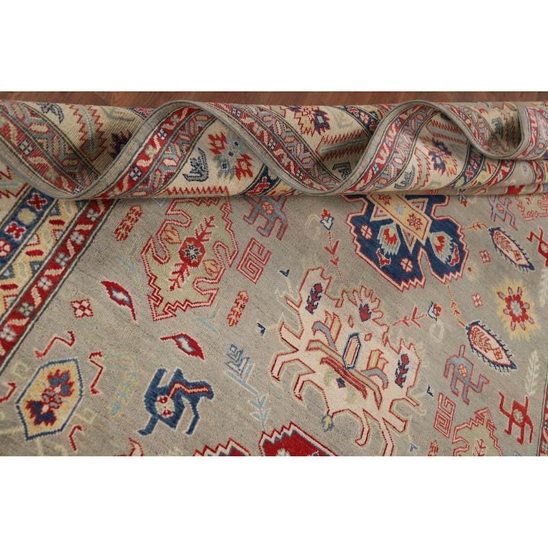 Geometric Kazak Area Rug Handmade Oriental Wool Carpet - 6'7" x 9'9"
