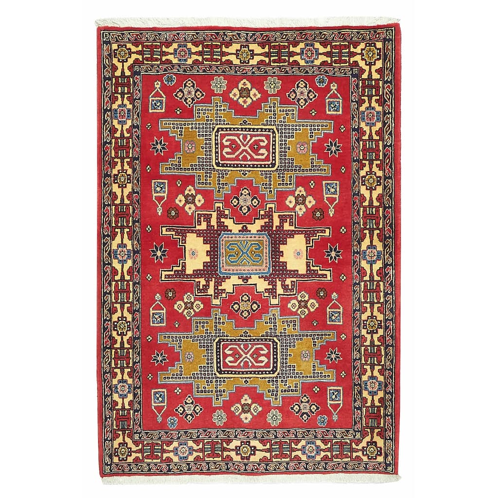 ECARPETGALLERY Hand-knotted Kayseri Vintage Red Wool Rug - 3'5 x 5'0