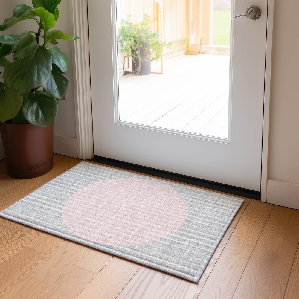 Machine Washable Indoor/ Outdoor Modern Sunrise Chantille Rug