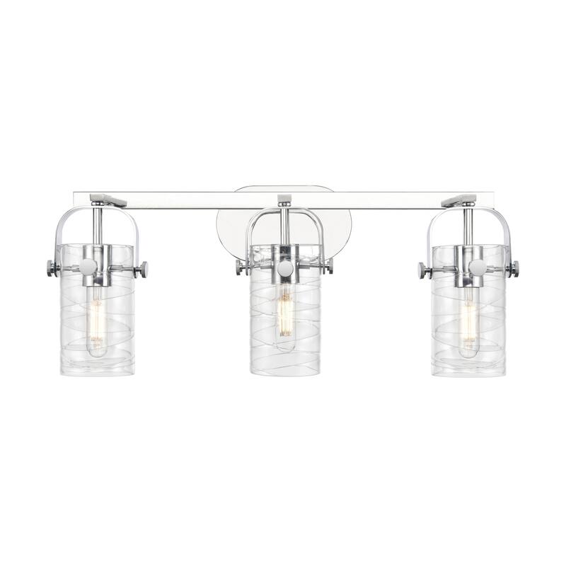 Innovations Lighting 423-3W-11-25 Pilaster II Cylinder Vanity Pilaster - Polished Chrome / Deco Swirl