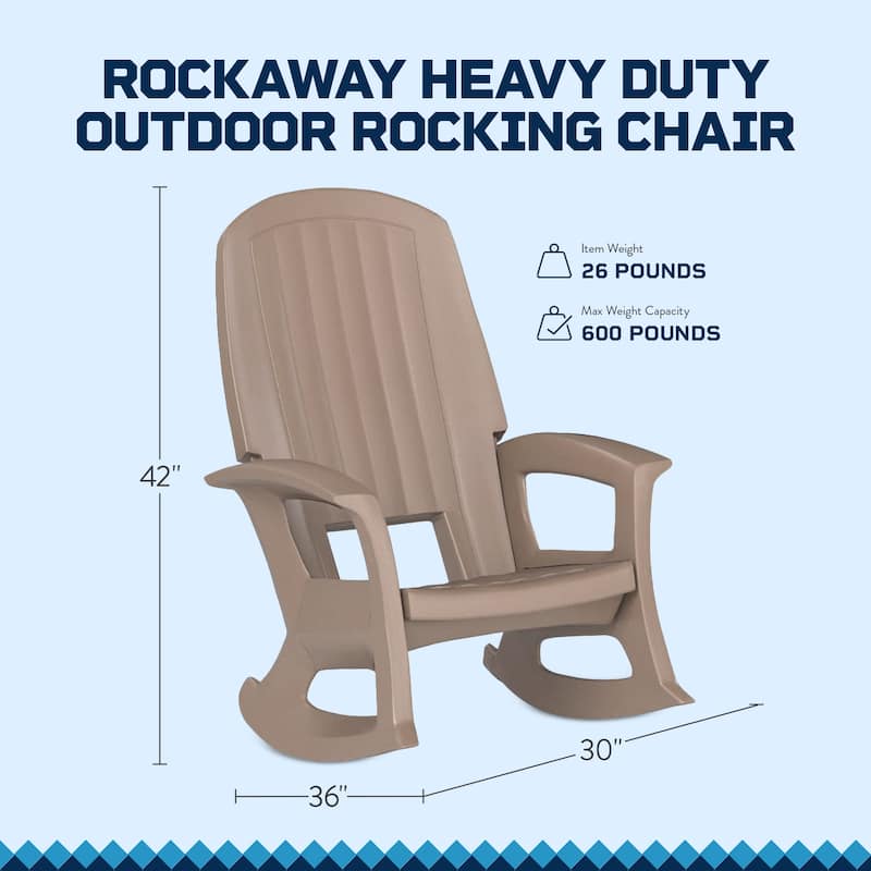 Semco Plastics Rockaway Heavy Duty All-Weather Outdoor Rocking Chair, Green - 26