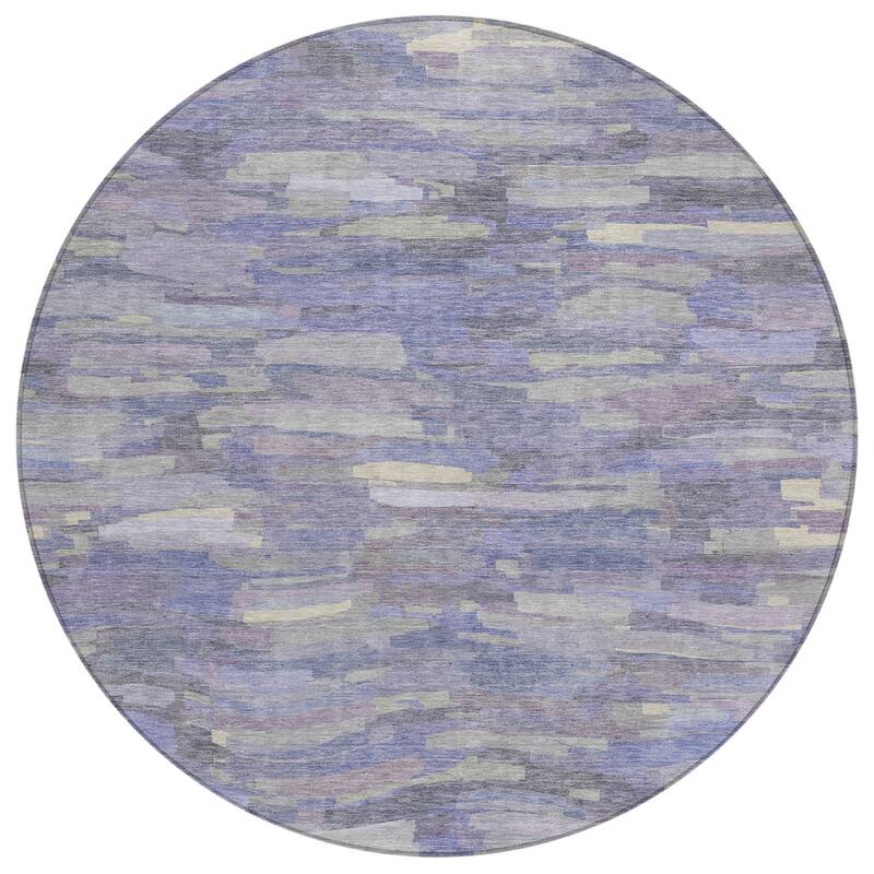 Machine Washable Indoor/ Outdoor Abstract Rock Chantille Rug
