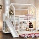 preview thumbnail 18 of 31, Contemporary Twin Size Wood House Loft bed with Slide, Storage shelves and Light, Multifunctional Storage, 3 Beds in 1, Natural